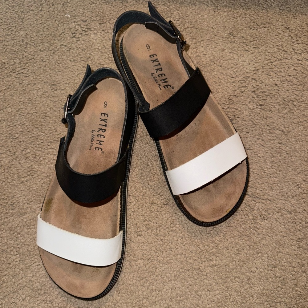 NWOT Extreme black and white sandals.